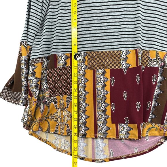 Égs California Multicolor Mixed Media Patchwork Striped Tunic Blouse X Large - Picture 6 of 6